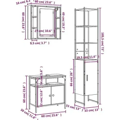 Vidaxl Ensemble d'armoires de salle de bain 3 pcs sonoma gris
