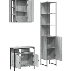 Vidaxl Ensemble d'armoires de salle de bain 3 pcs sonoma gris