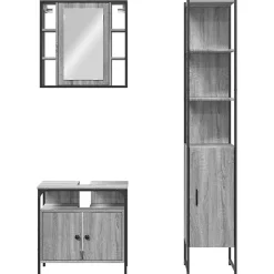 Vidaxl Ensemble d'armoires de salle de bain 3 pcs sonoma gris