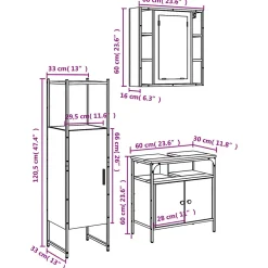 Meuble Wc|Vidaxl Ensemble d'armoires salle de bain 3 pcs noir bois d'ingénierie