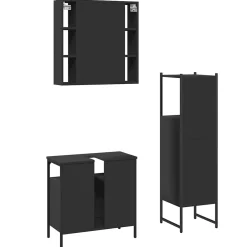 Meuble Wc|Vidaxl Ensemble d'armoires salle de bain 3 pcs noir bois d'ingénierie
