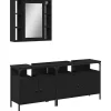 Vidaxl Ensemble d'armoires salle de bain 3 pcs noir bois d'ingénierie