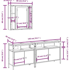 Vidaxl Ensemble d'armoires salle de bain 3 pcs noir bois d'ingénierie