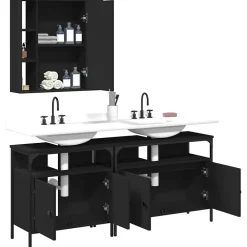 Vidaxl Ensemble d'armoires salle de bain 3 pcs noir bois d'ingénierie