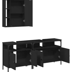 Vidaxl Ensemble d'armoires salle de bain 3 pcs noir bois d'ingénierie