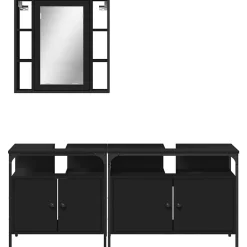 Vidaxl Ensemble d'armoires salle de bain 3 pcs noir bois d'ingénierie