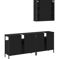 Vidaxl Ensemble d'armoires salle de bain 3 pcs noir bois d'ingénierie