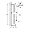 Grohe Ensemble de douche 3 jets TEMPESTA 100 avec barre 600 mm - - 27644001