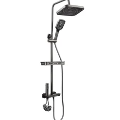ProximaX Ensemble de douche avec mitigeur monocommande, barre de douche réglable et pommeau carré avec robinet
