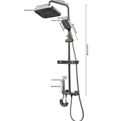 ProximaX Ensemble de douche avec mitigeur monocommande, barre de douche réglable et pommeau carré avec robinet