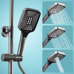 ProximaX Ensemble de douche avec mitigeur monocommande, barre de douche réglable et pommeau carré avec robinet