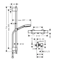 Hansgrohe Ensemble de douche chromé Pulsify Select S
