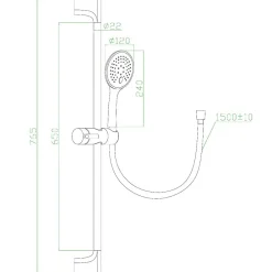 Pommeau De Douche, Flexible Et Barre De Douche|Essebagno Ensemble de douche chromé 3 pièces Circle