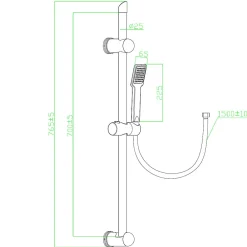 Pommeau De Douche, Flexible Et Barre De Douche|Essebagno Ensemble de douche chromé 3 pièces Quartos