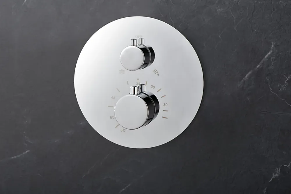 Colonne De Douche Encastrable|Imex Products Ensemble de douche CURVED à encastrer - Thermostatique Chromé BrillantChroméNoir matCanon de fusilOr brosséOr rose brossé Ensembl