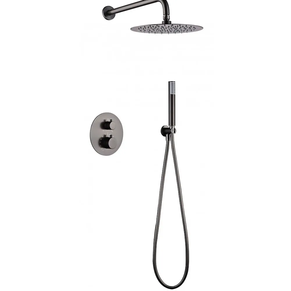 Colonne De Douche Encastrable|Imex Products Ensemble de douche CURVED à encastrer - Thermostatique Chromé BrillantChroméNoir matCanon de fusilOr brosséOr rose brossé Ensembl