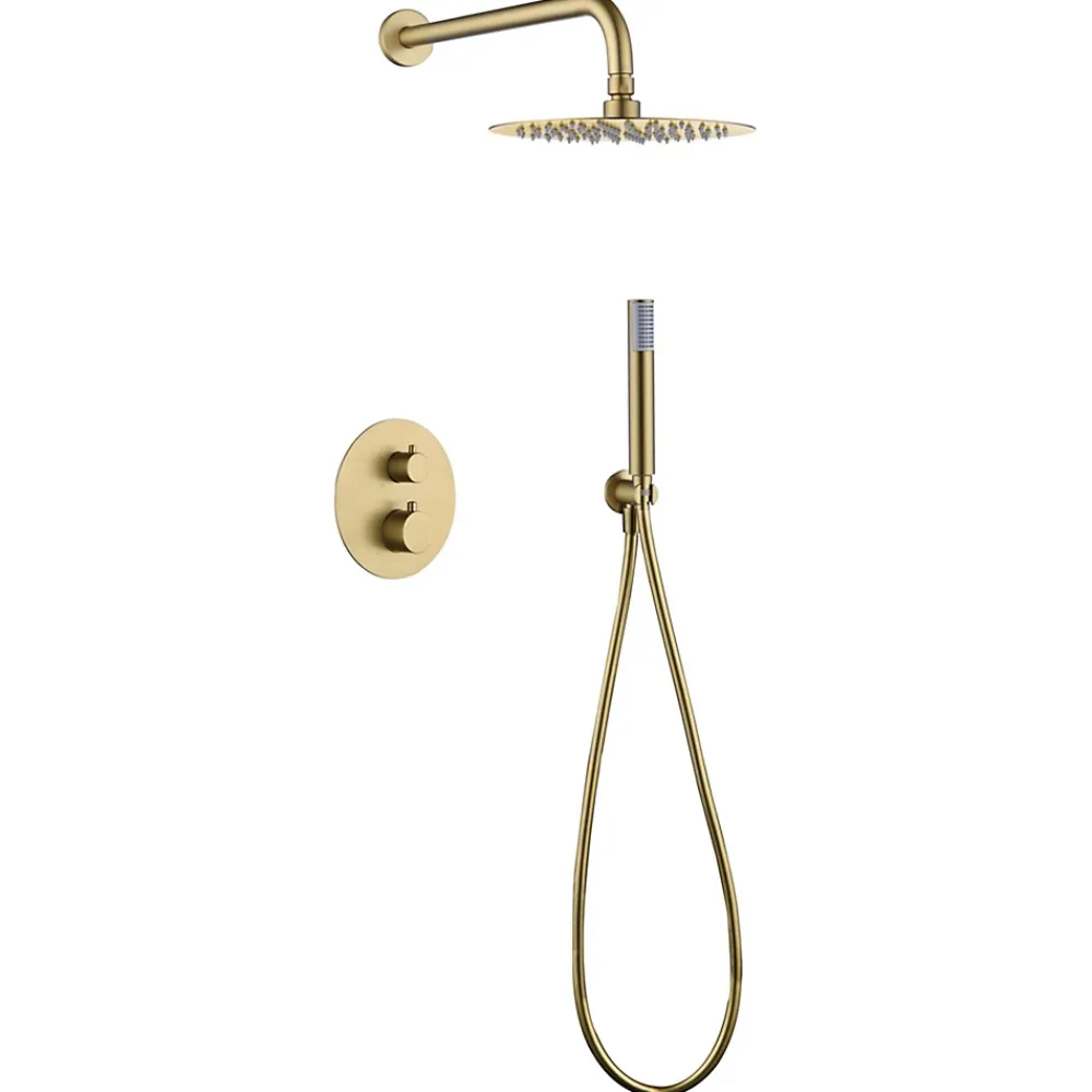 Colonne De Douche Encastrable|Imex Products Ensemble de douche CURVED à encastrer - Thermostatique Or brosséChroméNoir matCanon de fusilOr brosséOr rose brossé Ensemble enca