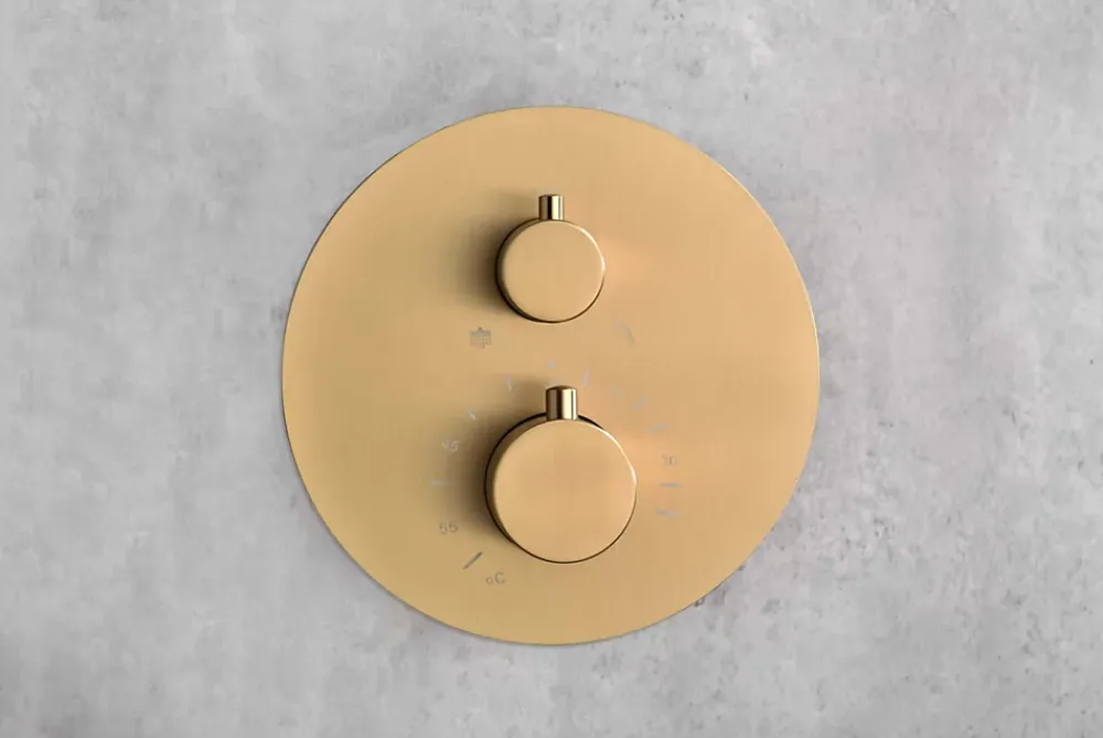 Colonne De Douche Encastrable|Imex Products Ensemble de douche CURVED à encastrer - Thermostatique Or brosséChroméNoir matCanon de fusilOr brosséOr rose brossé Ensemble enca