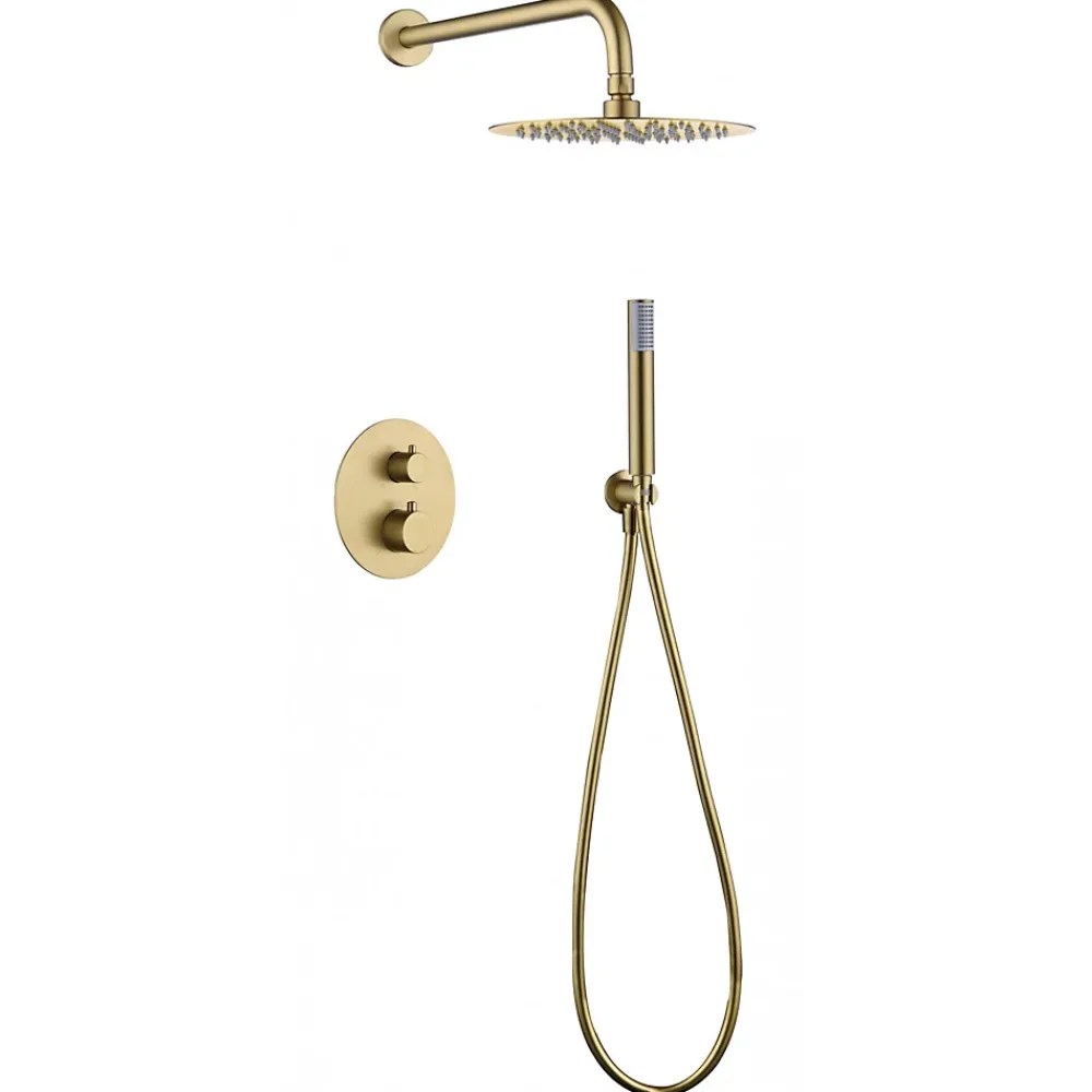Colonne De Douche Encastrable|Imex Products Ensemble de douche CURVED à encastrer - Thermostatique Or brosséChroméNoir matCanon de fusilOr brosséOr rose brossé Ensemble enca
