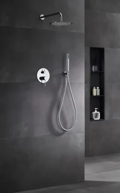 Colonne De Douche Encastrable|Imex Products Ensemble de douche CURVED à encastrer - mitigeur monocommande Chromé BrillantChroméNoir matCanon de fusilOr brosséOr rose brossé