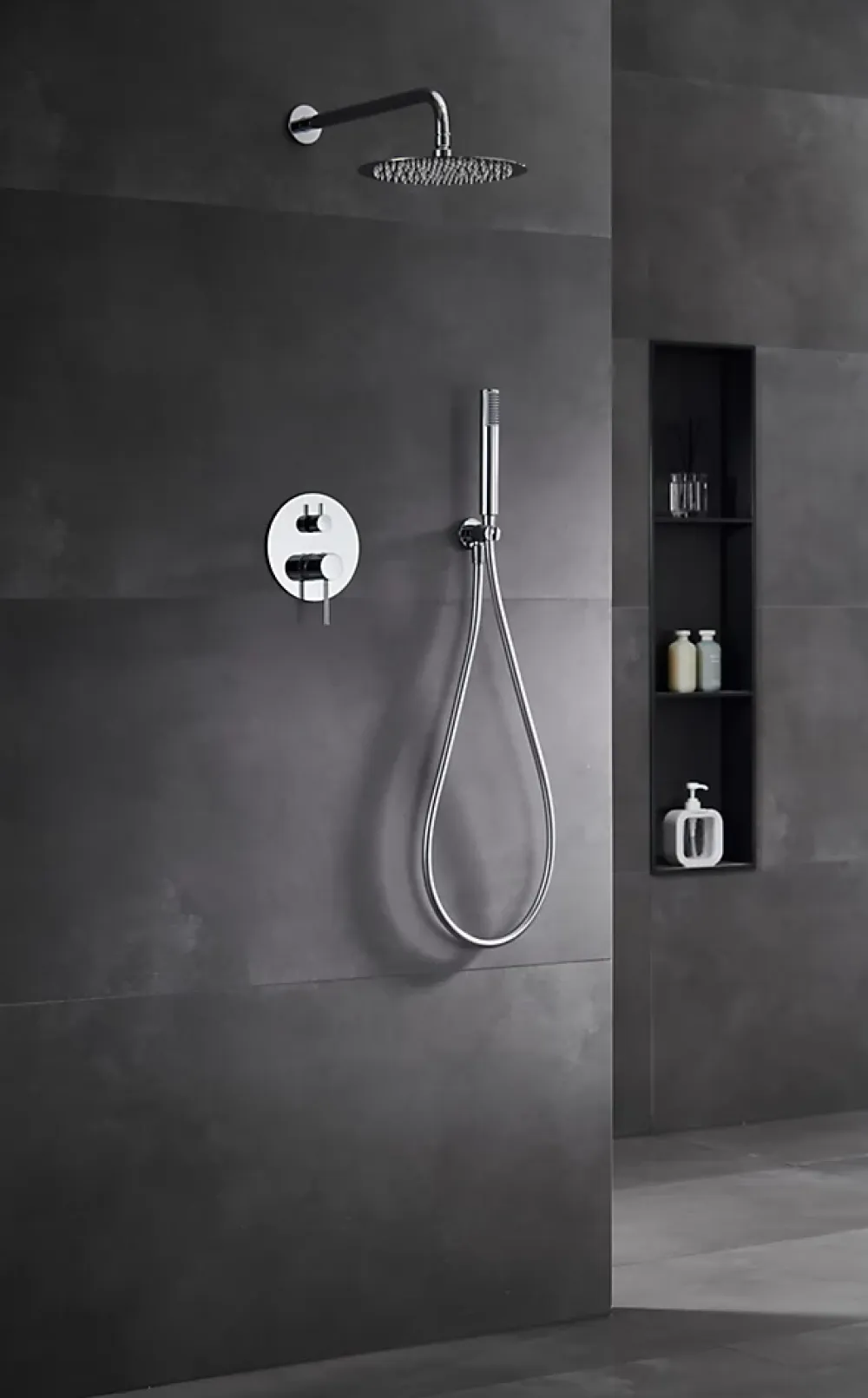 Colonne De Douche Encastrable|Imex Products Ensemble de douche CURVED à encastrer - mitigeur monocommande Chromé BrillantChroméNoir matCanon de fusilOr brosséOr rose brossé