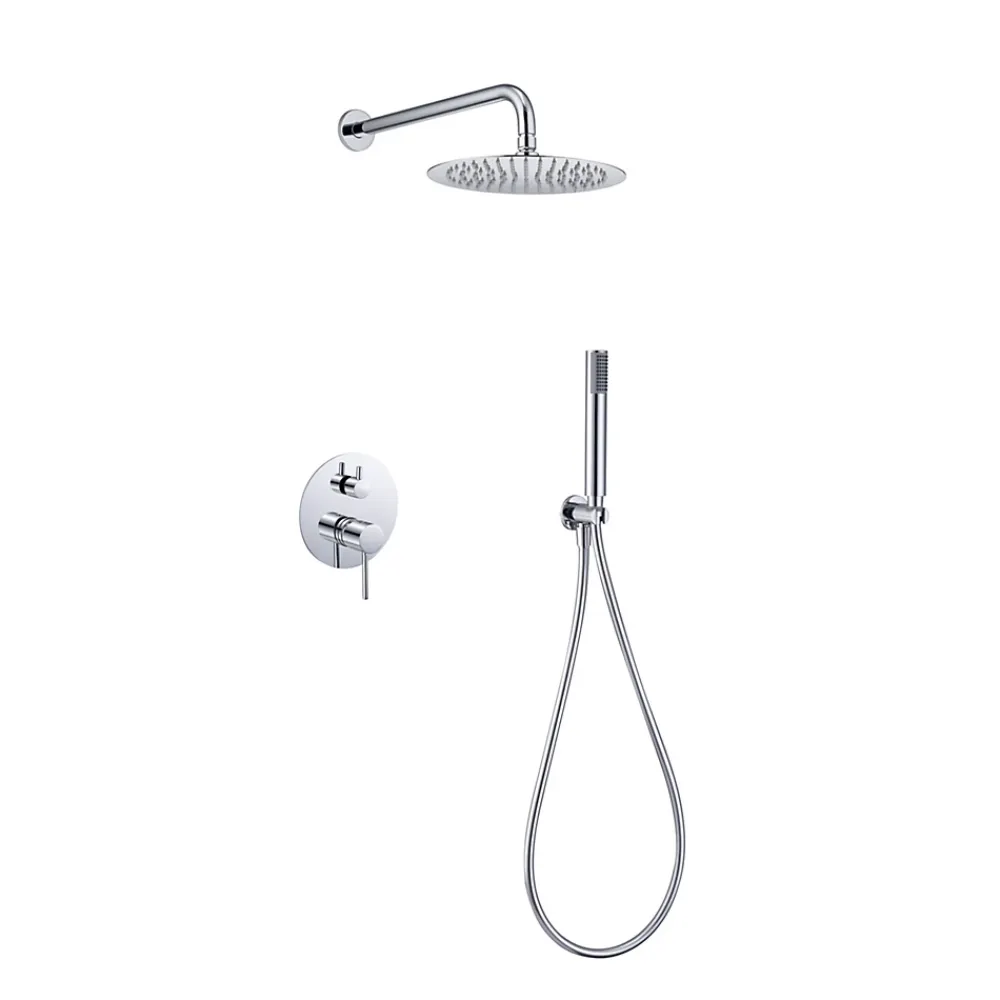 Colonne De Douche Encastrable|Imex Products Ensemble de douche CURVED à encastrer - mitigeur monocommande Chromé BrillantChroméNoir matCanon de fusilOr brosséOr rose brossé