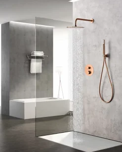 Colonne De Douche Encastrable|Imex Products Ensemble de douche CURVED à encastrer - Thermostatique Or rose brosséChroméNoir matCanon de fusilOr brosséOr rose brossé Ensemble