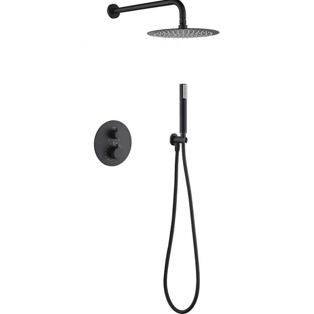 Colonne De Douche Encastrable|Imex Products Ensemble de douche CURVED à encastrer - Thermostatique Or rose brosséChroméNoir matCanon de fusilOr brosséOr rose brossé Ensemble