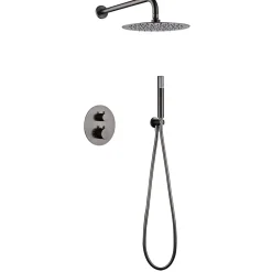 Imex Products Ensemble de douche CURVED à encastrer - Thermostatique Canon de fusilChroméNoir matCanon de fusilOr brosséOr rose brossé Ensemble