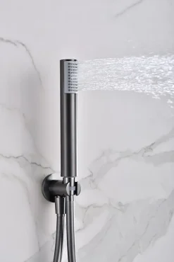 Imex Products Ensemble de douche CURVED à encastrer - Thermostatique Canon de fusilChroméNoir matCanon de fusilOr brosséOr rose brossé Ensemble