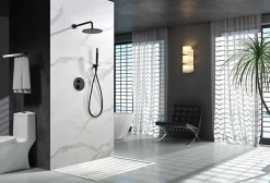 Colonne De Douche Encastrable|Imex Products Ensemble de douche CURVED à encastrer - Thermostatique Noir (mat)ChroméNoir matCanon de fusilOr brosséOr rose brossé Ensemble enc