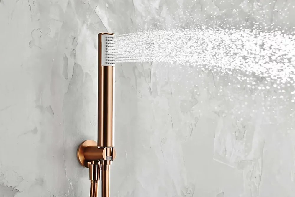 Colonne De Douche Encastrable|Imex Products Ensemble de douche CURVED à encastrer - mitigeur monocommande Or rose brosséChroméNoir matCanon de fusilOr brosséOr rose brossé E