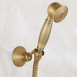 Pommeau De Douche, Flexible Et Barre De Douche|Deko Ensemble de douche en laiton antique avec support de douche et flexible de douche de 1,5 m (ensemble de douche antique)