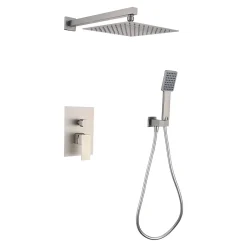 Poalgi Ensemble de douche encastré mécanique 2 voies SKY BATH nickel brossé Inox S304 série DREAM