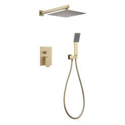 Poalgi Ensemble de douche encastré mécanique 2 voies SKY BATH or brossé PVD Inox S304 série DREAM