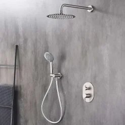 Colonne De Douche Encastrable|Poalgi Ensemble de douche encastré mécanique 2 voies SKY BATH nickel brossé Inox S304 série SOUL