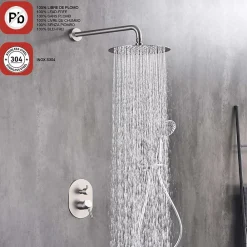 Colonne De Douche Encastrable|Poalgi Ensemble de douche encastré mécanique 2 voies SKY BATH nickel brossé Inox S304 série SOUL