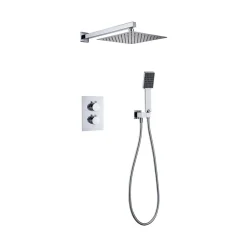 Colonne De Douche Encastrable|Poalgi Ensemble de douche encastré thermostatique 2 voies SKY BATH chromé série ETERNITY