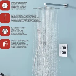 Colonne De Douche Encastrable|Poalgi Ensemble de douche encastré thermostatique 2 voies SKY BATH chromé série ETERNITY