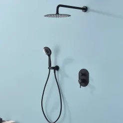 Colonne De Douche Encastrable|Poalgi Ensemble de douche encastré mécanique 2 voies SKY BATH noir mat PVD Inox S304 série SOUL