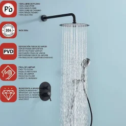 Colonne De Douche Encastrable|Poalgi Ensemble de douche encastré mécanique 2 voies SKY BATH noir mat PVD Inox S304 série SOUL