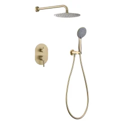 Colonne De Douche Encastrable|Poalgi Ensemble de douche encastré mécanique 2 voies SKY BATH or brossé PVD Inox S304 série SOUL