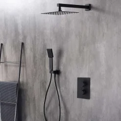 Poalgi Ensemble de douche encastré thermostatique 2 voies SKY BATH noir mat PVD série ETERNITY