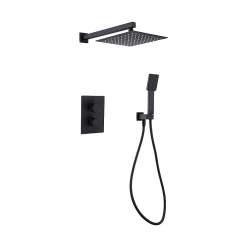 Poalgi Ensemble de douche encastré thermostatique 2 voies SKY BATH noir mat PVD série ETERNITY