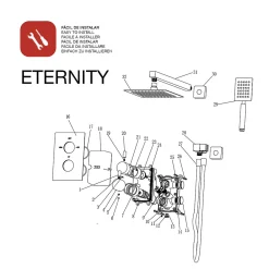 Poalgi Ensemble de douche encastré thermostatique 2 voies SKY BATH noir mat PVD série ETERNITY