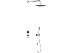 Colonne De Douche Encastrable|Vente-unique Ensemble de douche encastrable avec mitigeur thermostatique - Couleur nickel brossé - TIMAVO