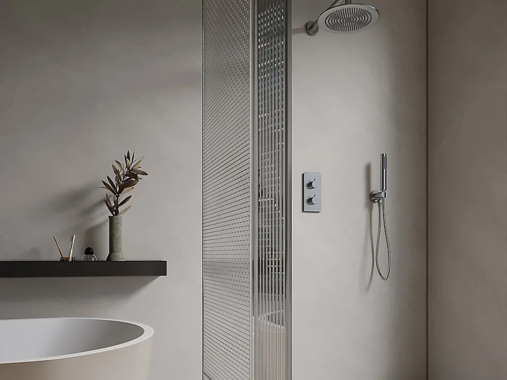 Colonne De Douche Encastrable|Vente-unique Ensemble de douche encastrable avec mitigeur thermostatique - Couleur nickel brossé - TIMAVO