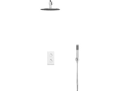 Colonne De Douche Encastrable|Vente-unique Ensemble de douche encastrable avec mitigeur thermostatique - Couleur nickel brossé - TIMAVO
