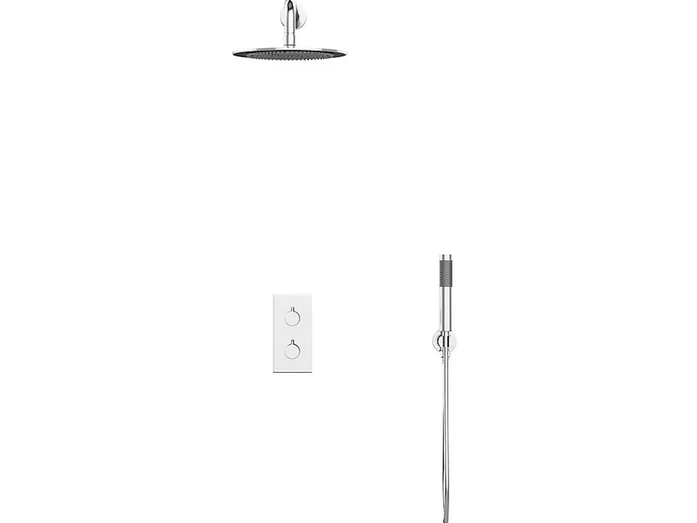 Colonne De Douche Encastrable|Vente-unique Ensemble de douche encastrable avec mitigeur thermostatique - Couleur nickel brossé - TIMAVO