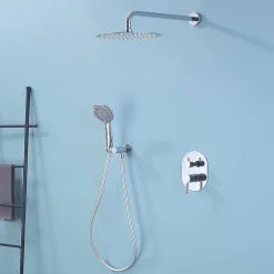 Poalgi Ensemble de douche encastré mécanique 2 voies SKY BATH chromé Inox S304 série SOUL